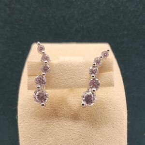Curved Earrings Round Cut Simulated Diamond Sterling NWOT